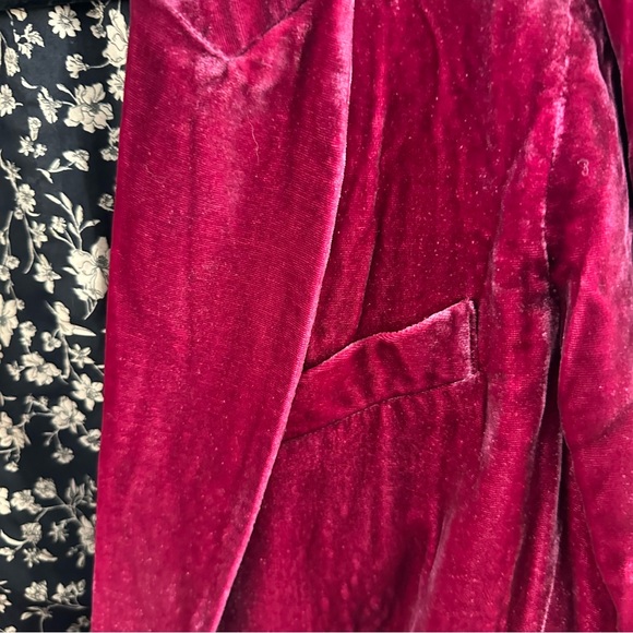 Sundance Silk Blend Boho Velvet Blazer Raspberry Pink Floral Lined Size 6 - Picture 5 of 14